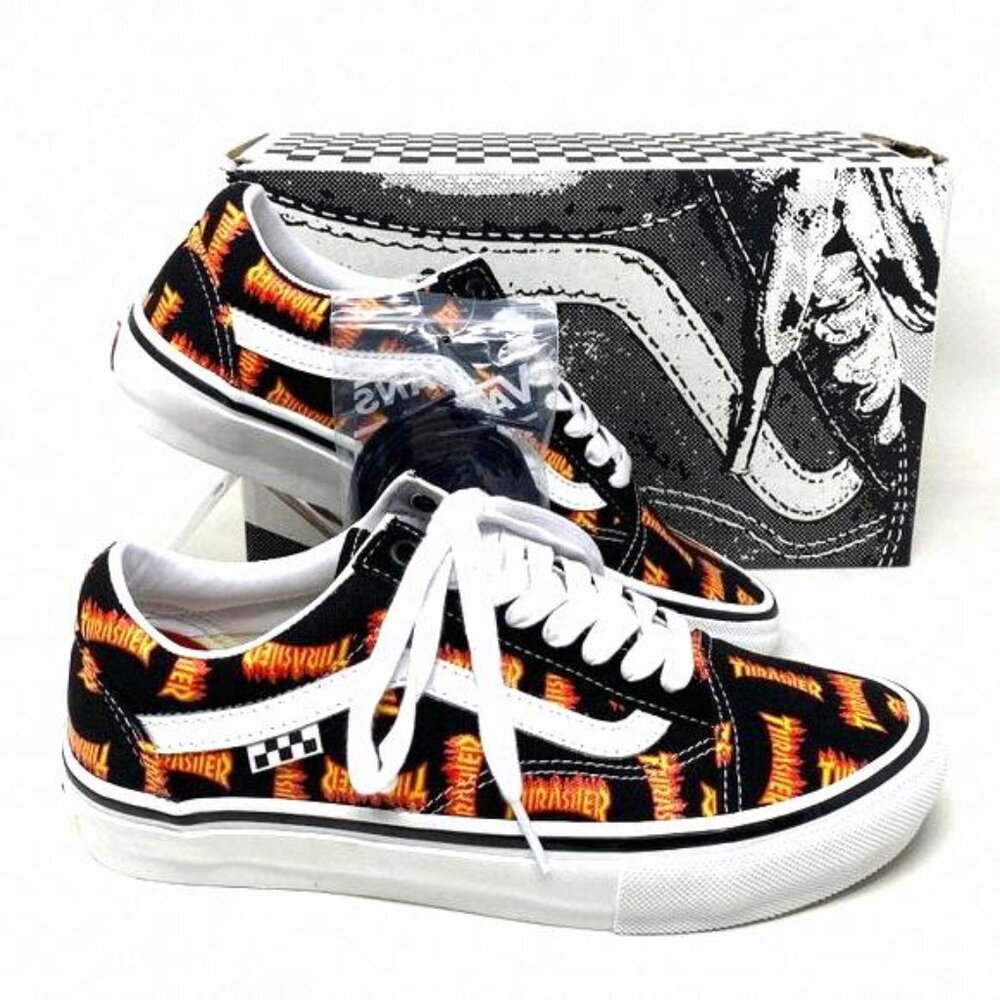 VANS x Thrasher Old Skool Skate Low Top Black VN0005W0BML Sneakers Women Canvas